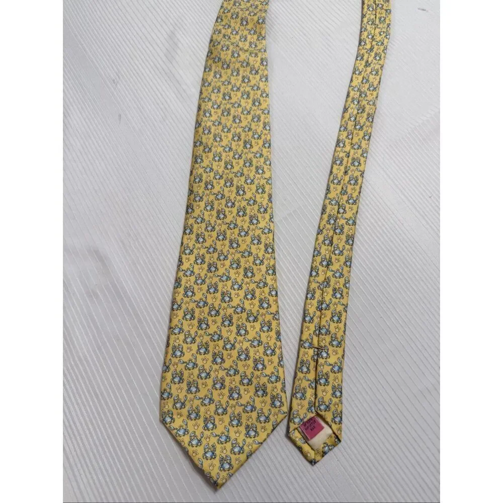 Vineyard Vines Yellow Silk Crab Necktie Tie